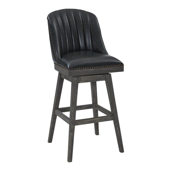 Armen Living Journey 30" Bar Height Swivel Brown Onyx Faux Leather and American Gray Wood Bar Stool LCJRBAGRON30 - main